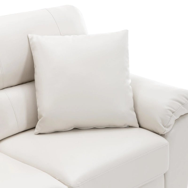 Ensemble de salon rembourré 4 pièces : fauteuil, causeuse et canapé en similicuir avec pouf