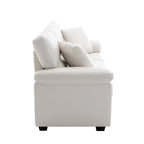 Ensemble de salon rembourré 4 pièces : fauteuil, causeuse et canapé en similicuir avec pouf