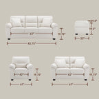 Ensemble de salon rembourré 4 pièces : fauteuil, causeuse et canapé en similicuir avec pouf