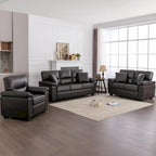 Ensemble de salon rembourré 4 pièces : fauteuil, causeuse et canapé en similicuir avec pouf