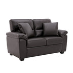 Ensemble de salon rembourré 4 pièces : fauteuil, causeuse et canapé en similicuir avec pouf
