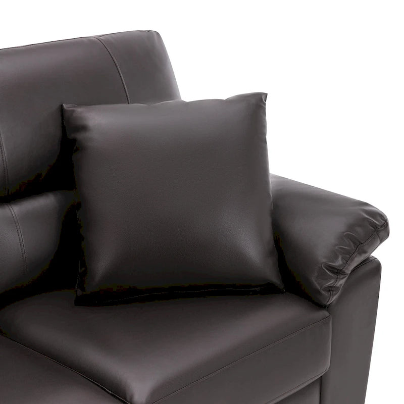 Ensemble de salon rembourré 4 pièces : fauteuil, causeuse et canapé en similicuir avec pouf