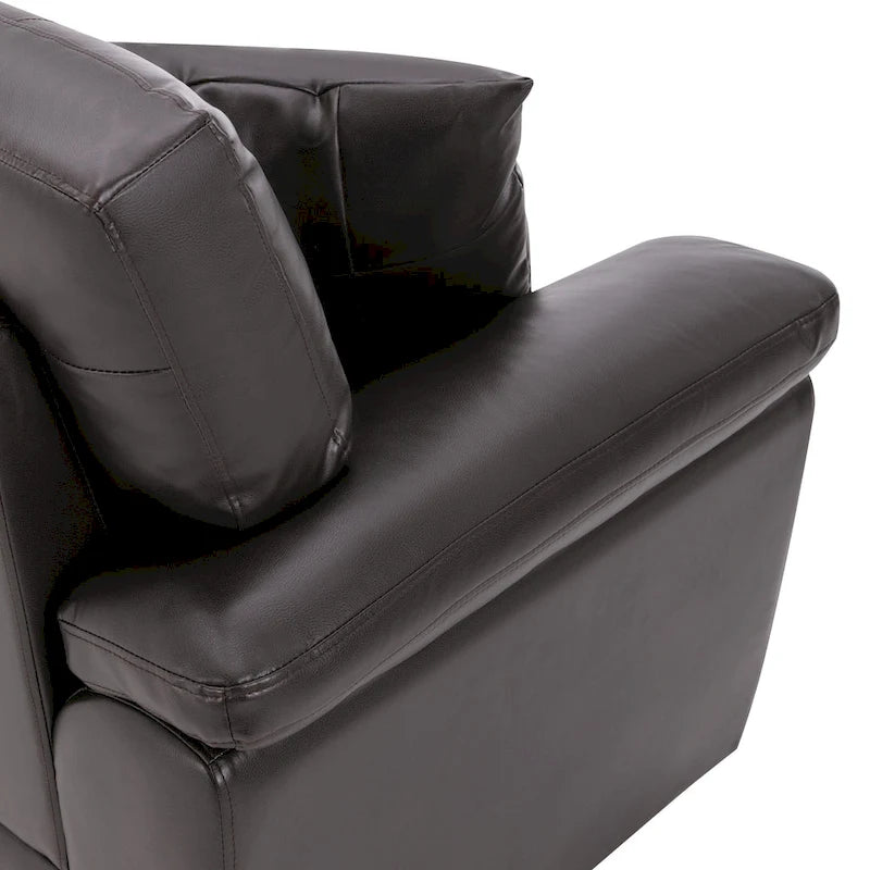Ensemble de salon rembourré 4 pièces : fauteuil, causeuse et canapé en similicuir avec pouf
