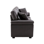 Ensemble de salon rembourré 4 pièces : fauteuil, causeuse et canapé en similicuir avec pouf