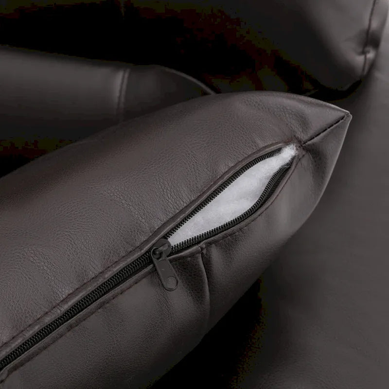 Ensemble de salon rembourré 4 pièces : fauteuil, causeuse et canapé en similicuir avec pouf