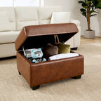 Ensemble de salon rembourré 4 pièces : fauteuil, causeuse et canapé en similicuir avec pouf