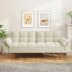 Divano letto futon da 75.39 pollici, divanetto imbottito trasformabile con schienale sdoppiato trapuntato e funzione reclinabile