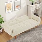 Divano letto futon da 75.39 pollici, divanetto imbottito trasformabile con schienale sdoppiato trapuntato e funzione reclinabile