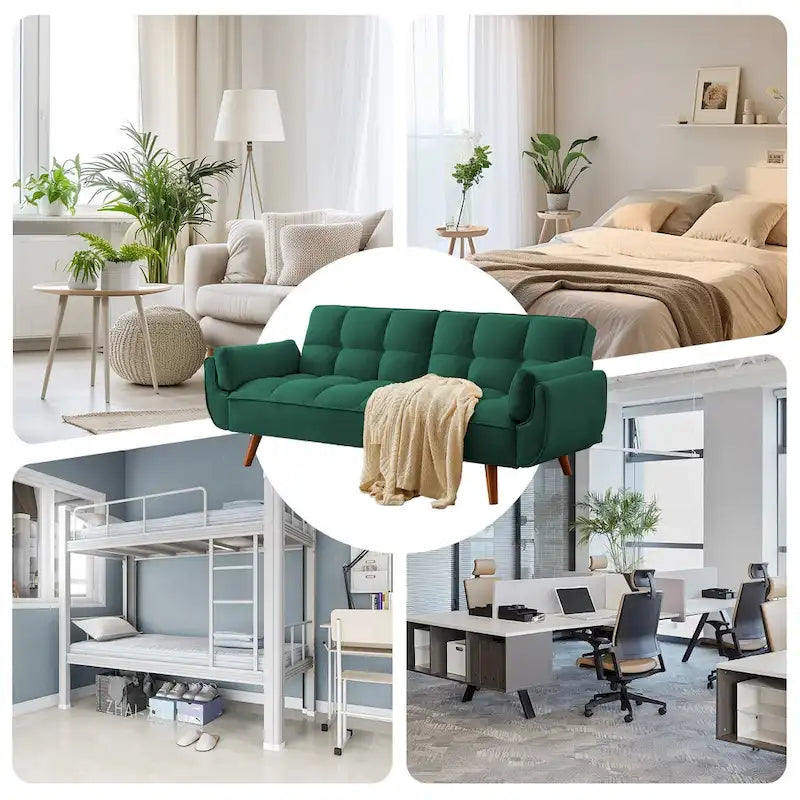 Divano letto futon da 75.39 pollici, divanetto imbottito trasformabile con schienale sdoppiato trapuntato e funzione reclinabile