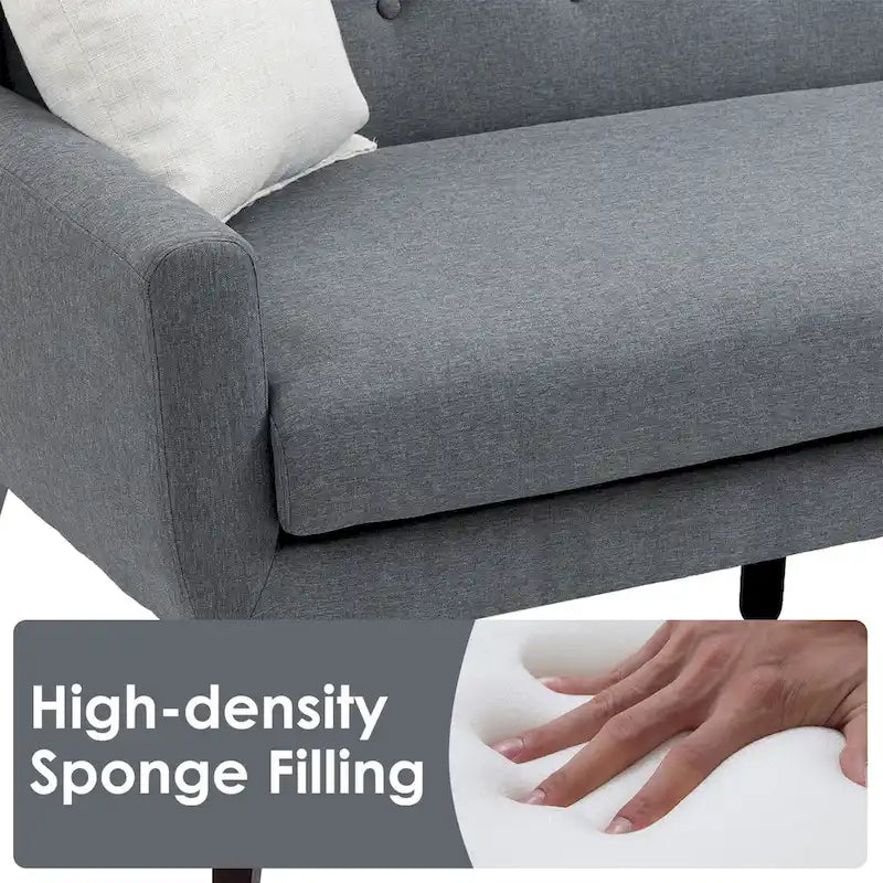 Pikowana dwuosobowa sofa z lnu i bawełny z poduszkami