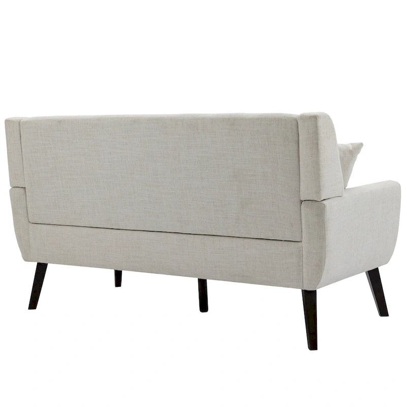 Pikowana dwuosobowa sofa z lnu i bawełny z poduszkami