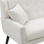 Pikowana dwuosobowa sofa z lnu i bawełny z poduszkami