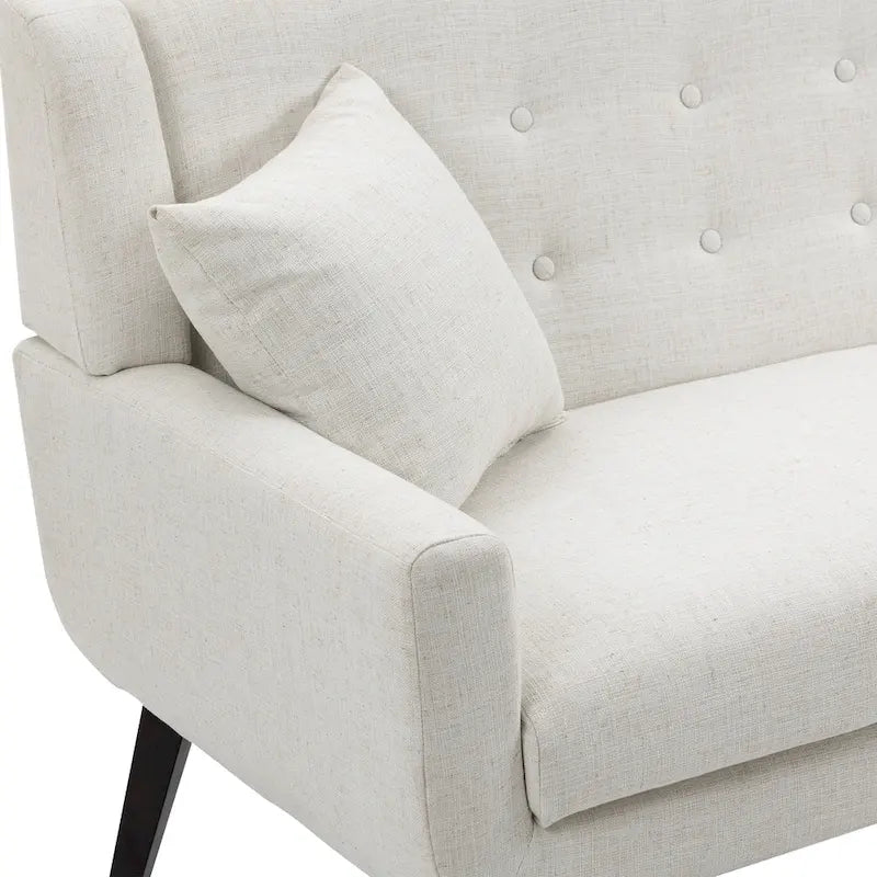 Pikowana dwuosobowa sofa z lnu i bawełny z poduszkami