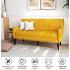 Pikowana dwuosobowa sofa z lnu i bawełny z poduszkami