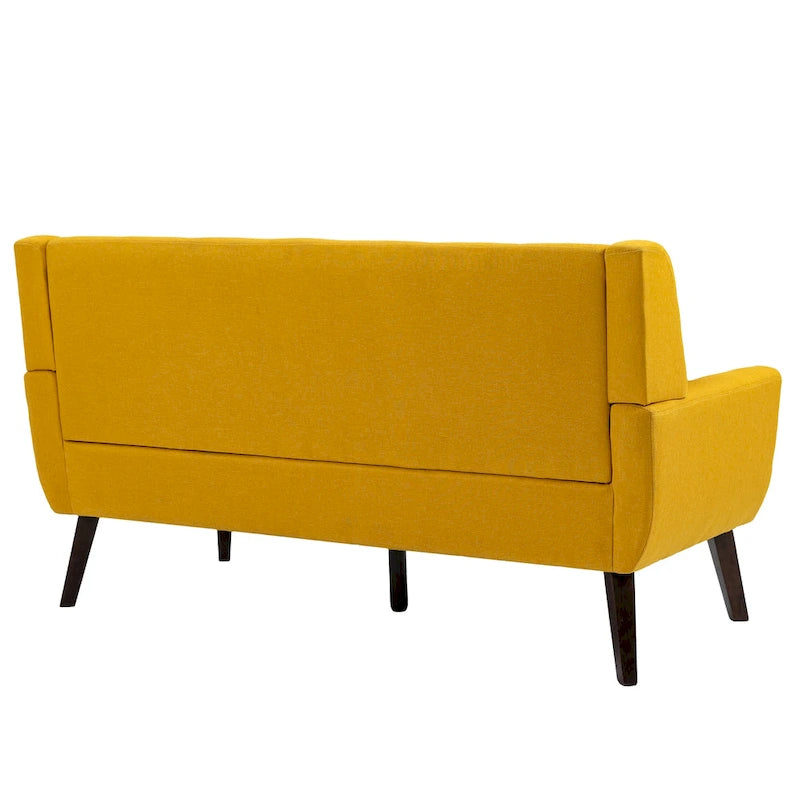 Pikowana dwuosobowa sofa z lnu i bawełny z poduszkami