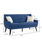 Pikowana dwuosobowa sofa z lnu i bawełny z poduszkami