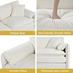 3-teiliges Chenille-Cloud-Sofa- und Sessel-Set mit tiefen Sitzflächen und 3 Kissen
