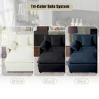 3-teiliges Chenille-Cloud-Sofa- und Sessel-Set mit tiefen Sitzflächen und 3 Kissen