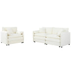 3-teiliges Chenille-Cloud-Sofa- und Sessel-Set mit tiefen Sitzflächen und 3 Kissen