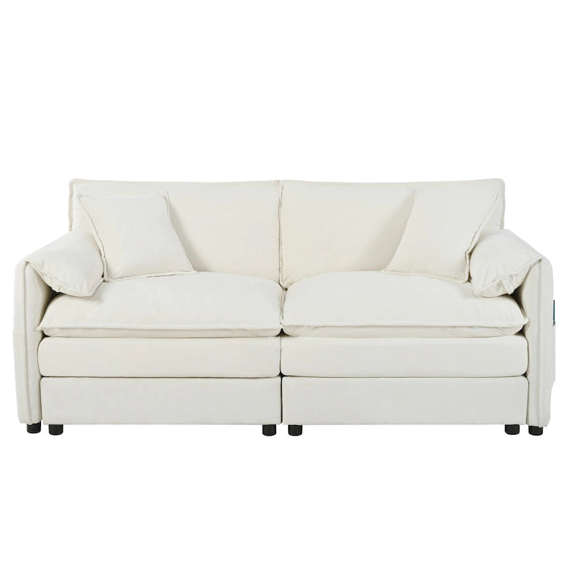 3-teiliges Chenille-Cloud-Sofa- und Sessel-Set mit tiefen Sitzflächen und 3 Kissen