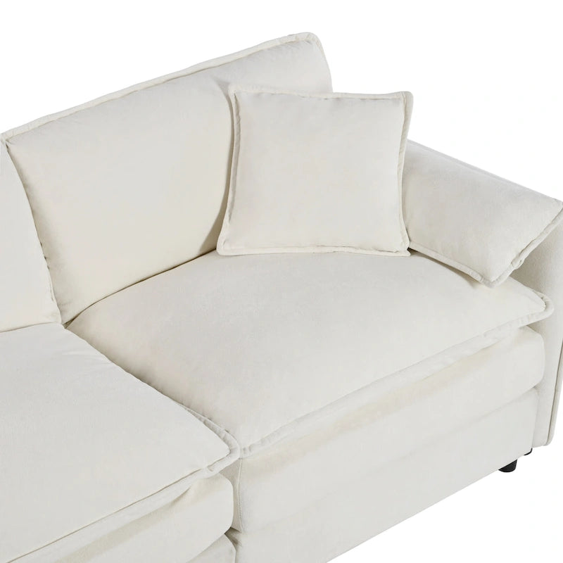3-teiliges Chenille-Cloud-Sofa- und Sessel-Set mit tiefen Sitzflächen und 3 Kissen