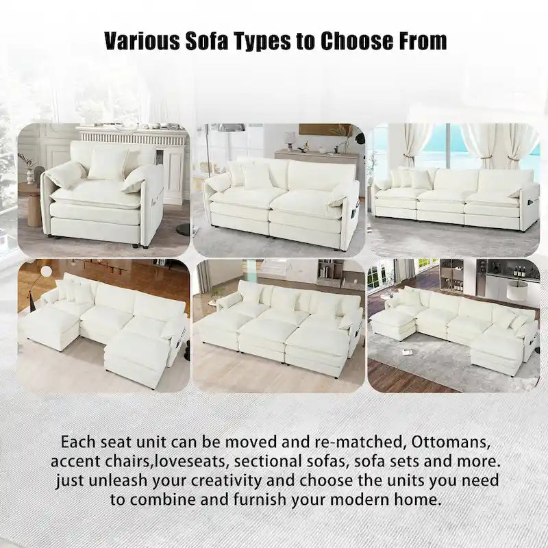 3-teiliges Chenille-Cloud-Sofa- und Sessel-Set mit tiefen Sitzflächen und 3 Kissen