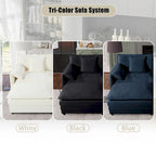 3-teiliges Chenille-Cloud-Sofa- und Sessel-Set mit tiefen Sitzflächen und 3 Kissen