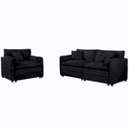 3-teiliges Chenille-Cloud-Sofa- und Sessel-Set mit tiefen Sitzflächen und 3 Kissen