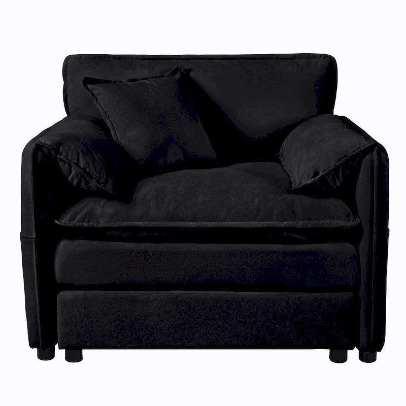 3-teiliges Chenille-Cloud-Sofa- und Sessel-Set mit tiefen Sitzflächen und 3 Kissen