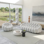 Divano a bolle in tessuto a nido d'ape 3D con rivestimento, 2 PEZZI: divano a 3 posti a bolle e divano singolo per il soggiorno