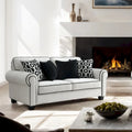 Furniture of America Anastasia moderne witte chenille tweezitsbank met sierkussens