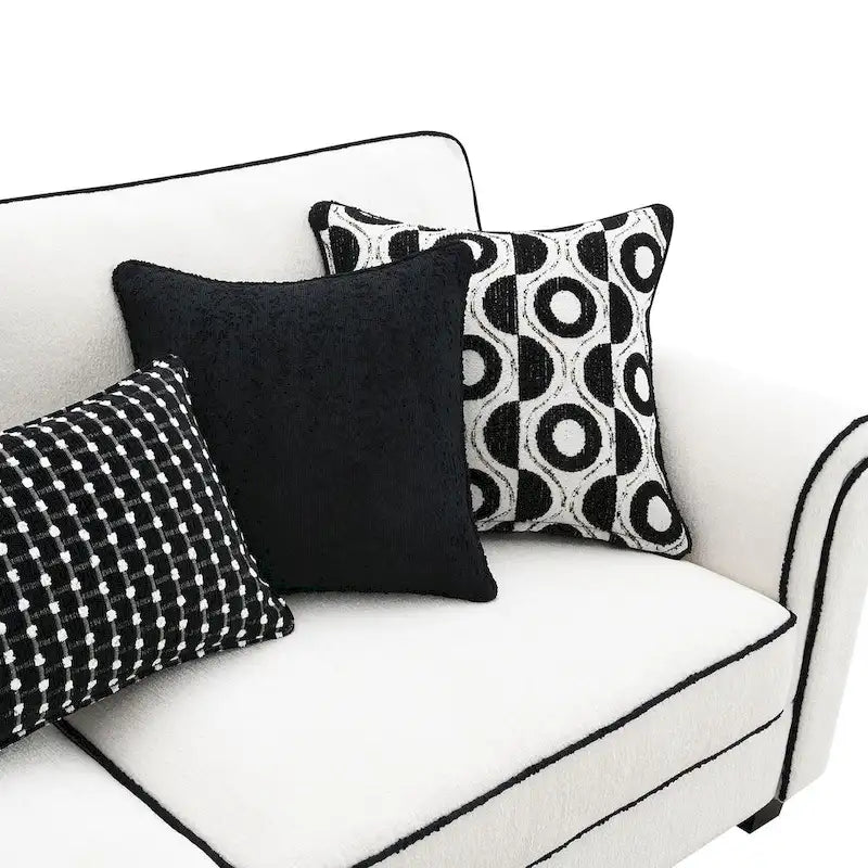 Furniture of America Anastasia moderne witte chenille tweezitsbank met sierkussens