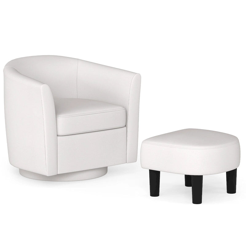 Moderne draaibare accentfauteuil met voetenbank voor woonkamer of slaapkamer
