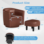 Moderne draaibare accentfauteuil met voetenbank voor woonkamer of slaapkamer