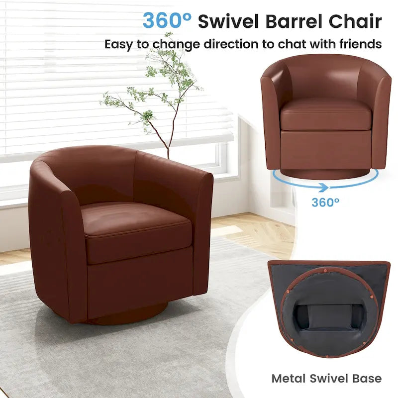 Moderne draaibare accentfauteuil met voetenbank voor woonkamer of slaapkamer
