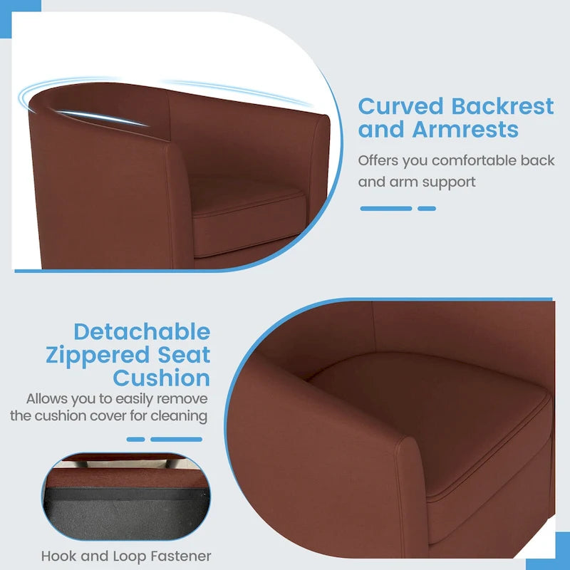 Moderne draaibare accentfauteuil met voetenbank voor woonkamer of slaapkamer