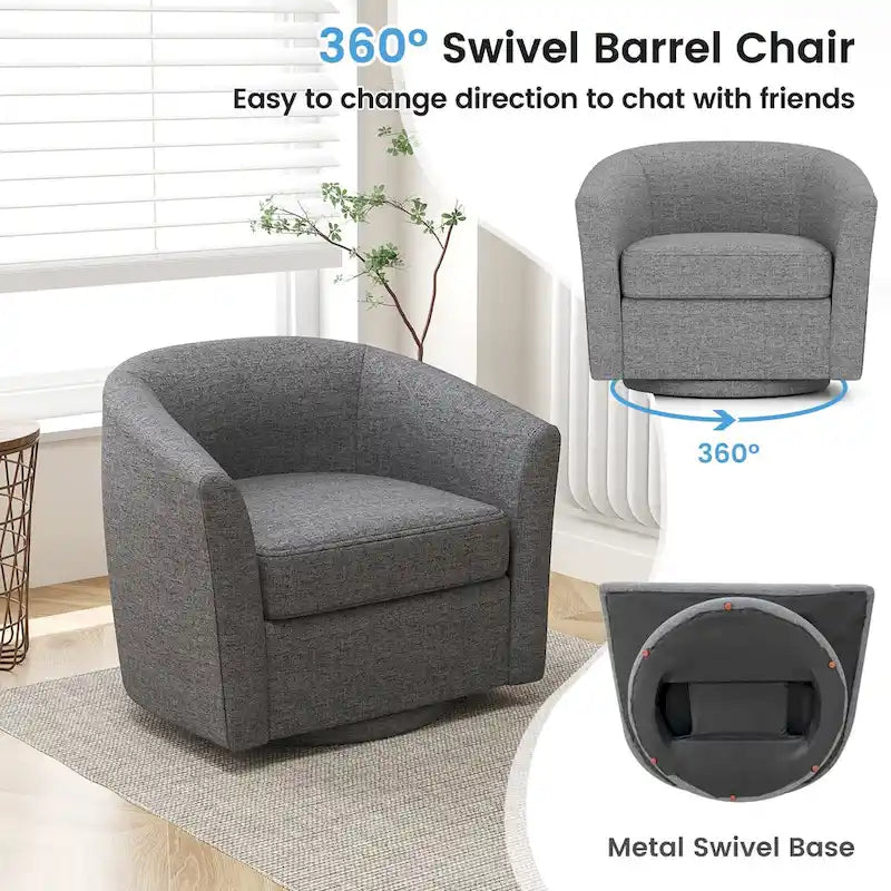 Moderne draaibare accentfauteuil met voetenbank voor woonkamer of slaapkamer