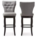 29" Fabric Upholstered Button Tufted Swivel Barstool Gray: Rubberwood Frame, Polyester Upholstery