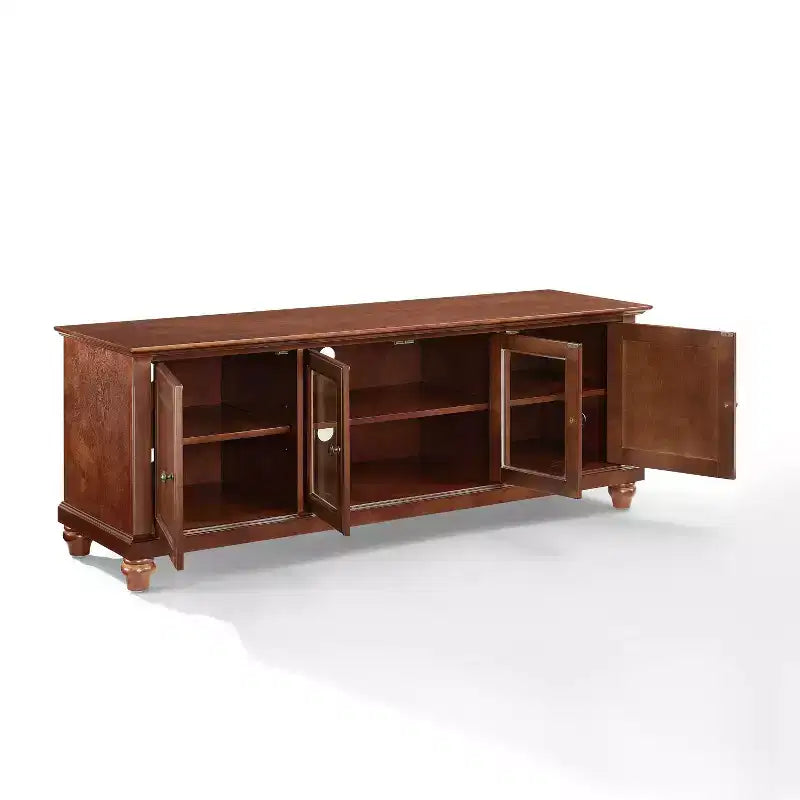 TV Stand for TVs up to 60" Dark Red -: Entertainment Center with Adjustable Shelves & Cable Management