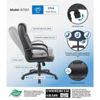 Executive High Back Chair Black -: Ergonomic, Swivel, Adjustable Height, Metal Frame