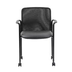 Silla para invitados de malla con brazos fijos y estructura metálica: apilable, respaldo transpirable