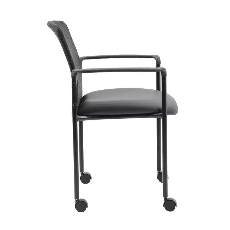 Silla para invitados de malla con brazos fijos y estructura metálica: apilable, respaldo transpirable
