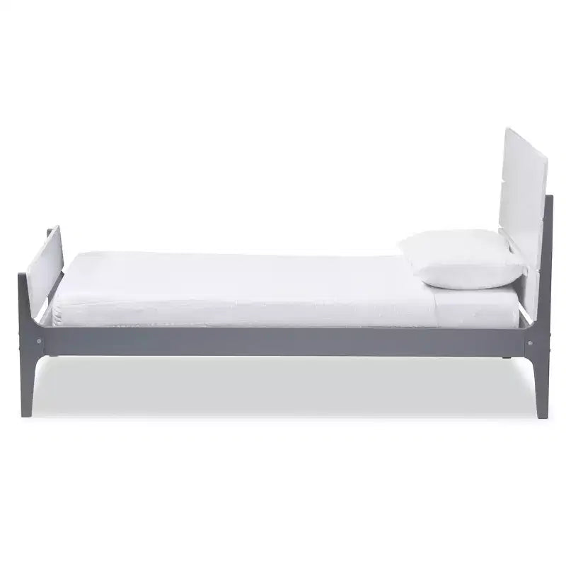 Twin Modern Classic Mission Style Finished Wood Platform Bed White/Gray -