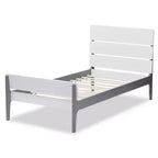 Twin Modern Classic Mission Style Finished Wood Platform Bed White/Gray -