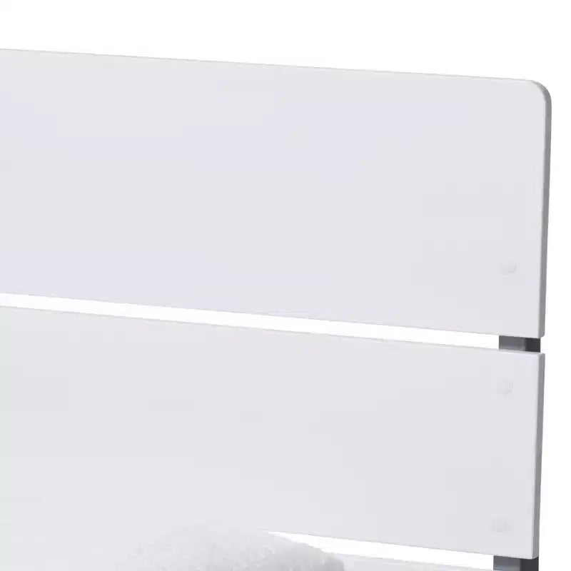 Twin Modern Classic Mission Style Finished Wood Platform Bed White/Gray -