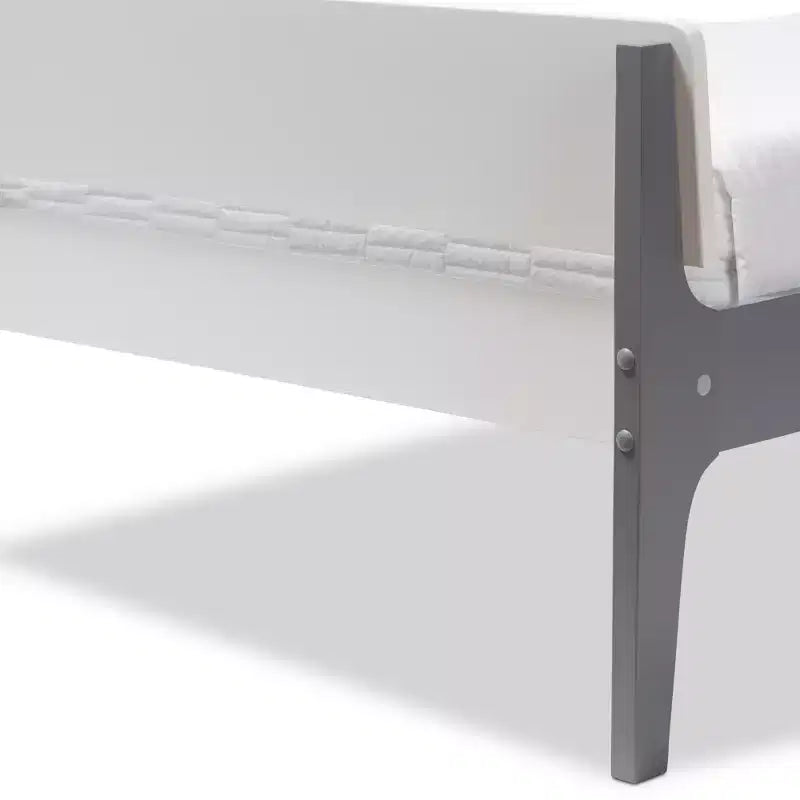 Twin Modern Classic Mission Style Finished Wood Platform Bed White/Gray -