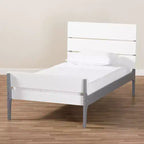 Twin Modern Classic Mission Style Finished Wood Platform Bed White/Gray -