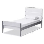 Twin Modern Classic Mission Style Finished Wood Platform Bed White/Gray -