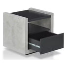 Industrial End Table Black: Storage Shelf, Metal Glides, MDF Frame