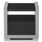 Industrial End Table Black: Storage Shelf, Metal Glides, MDF Frame